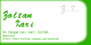 zoltan kari business card